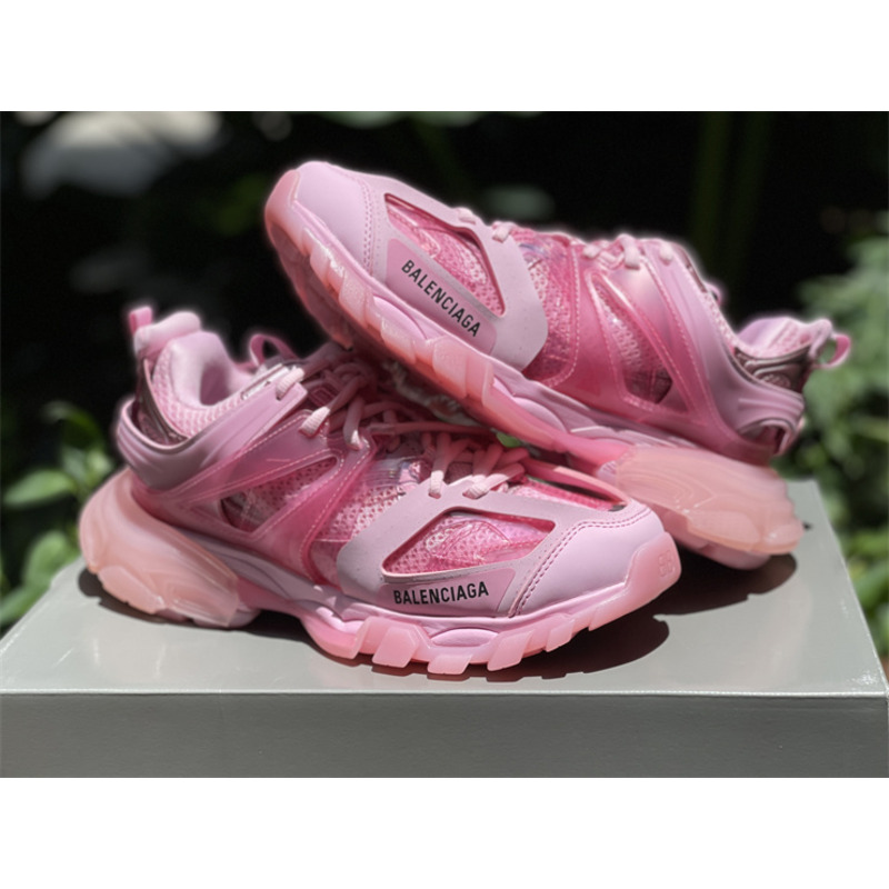 Ba*len*cia*ga track transparent sole sneakers pink