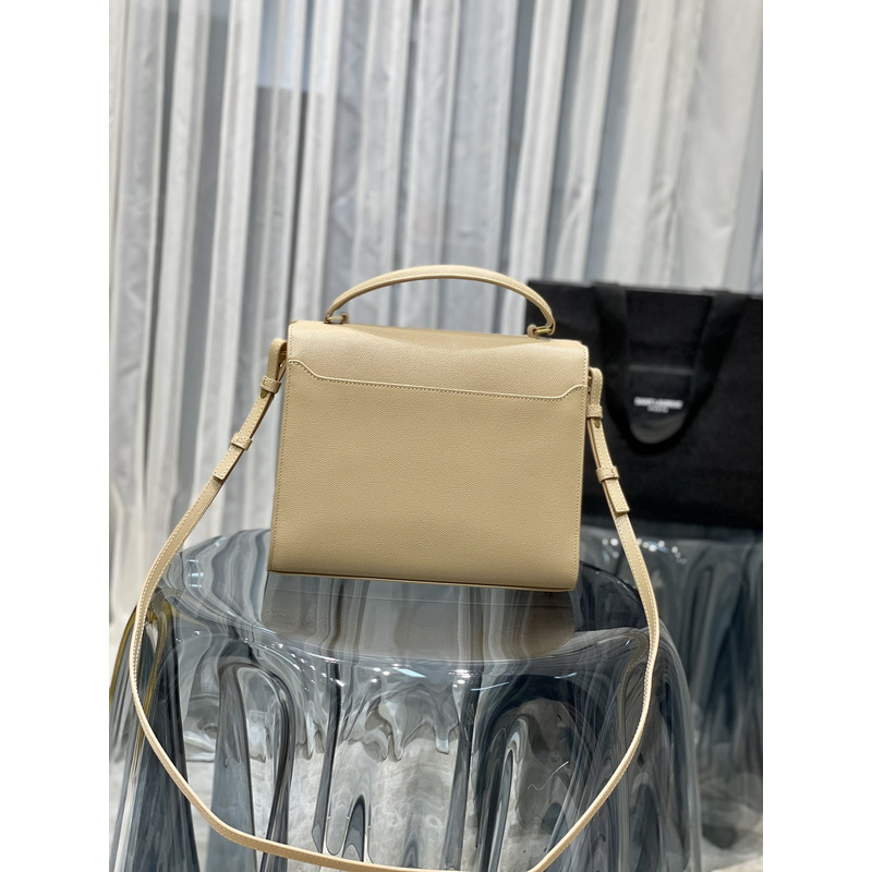 Saint Laurent Cassandra Leather 2WAY Mini Handbag Beige