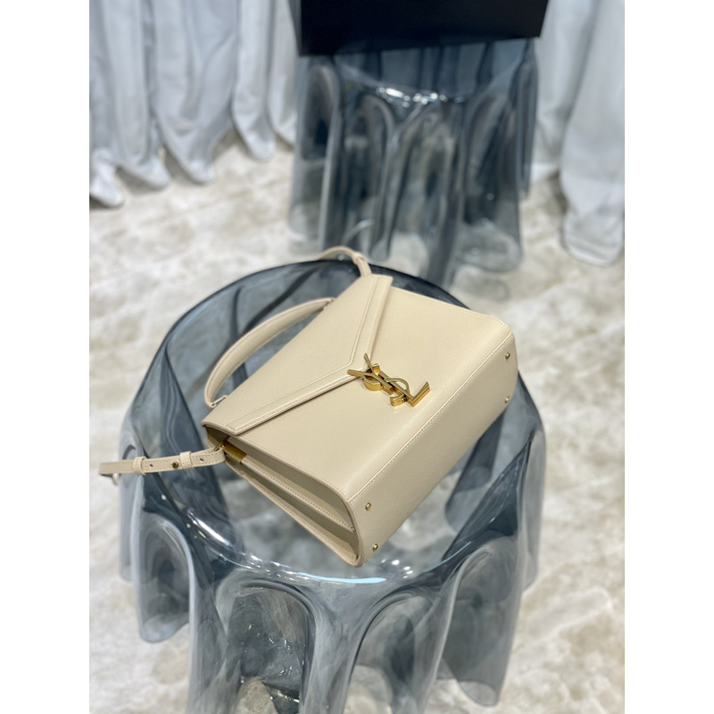 Saint Laurent Cassandra Leather 2WAY Mini Handbag Beige