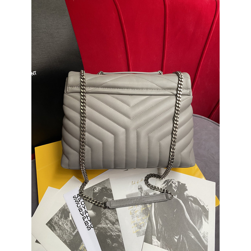 Saint Laurent Toy LouLou Shoulder Bag in Grey