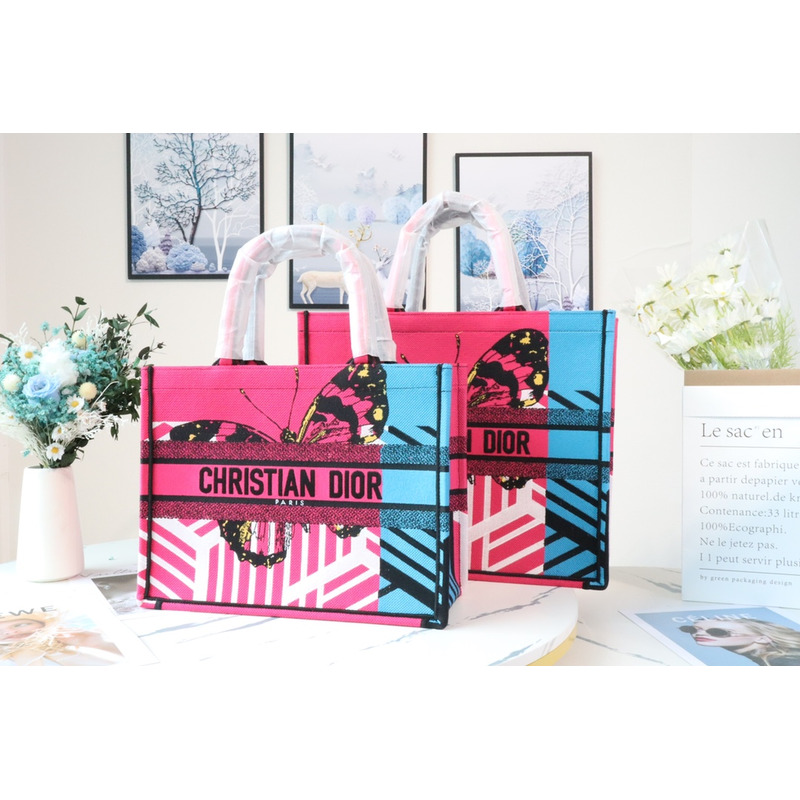 D*or butterfly book tote pink and blue