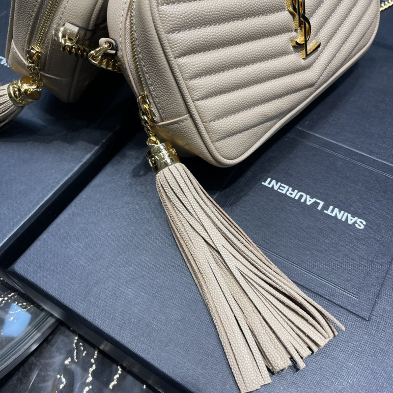 Saint Laurent Tassel Camera Bag Beige