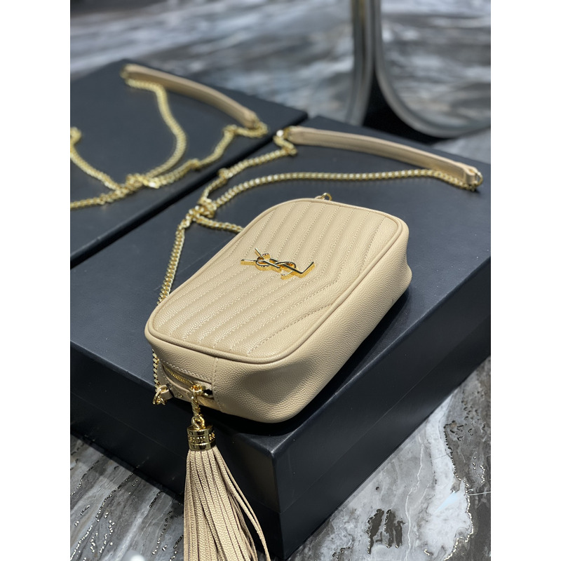 Saint Laurent Tassel Camera Bag Beige