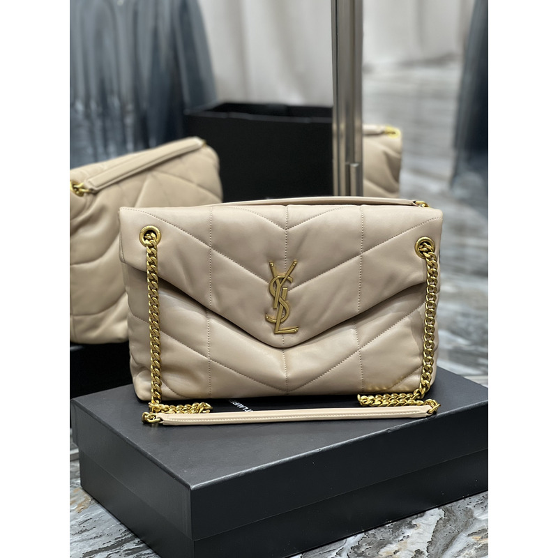 Saint Laurent Loulou Shoulder Bag Beige