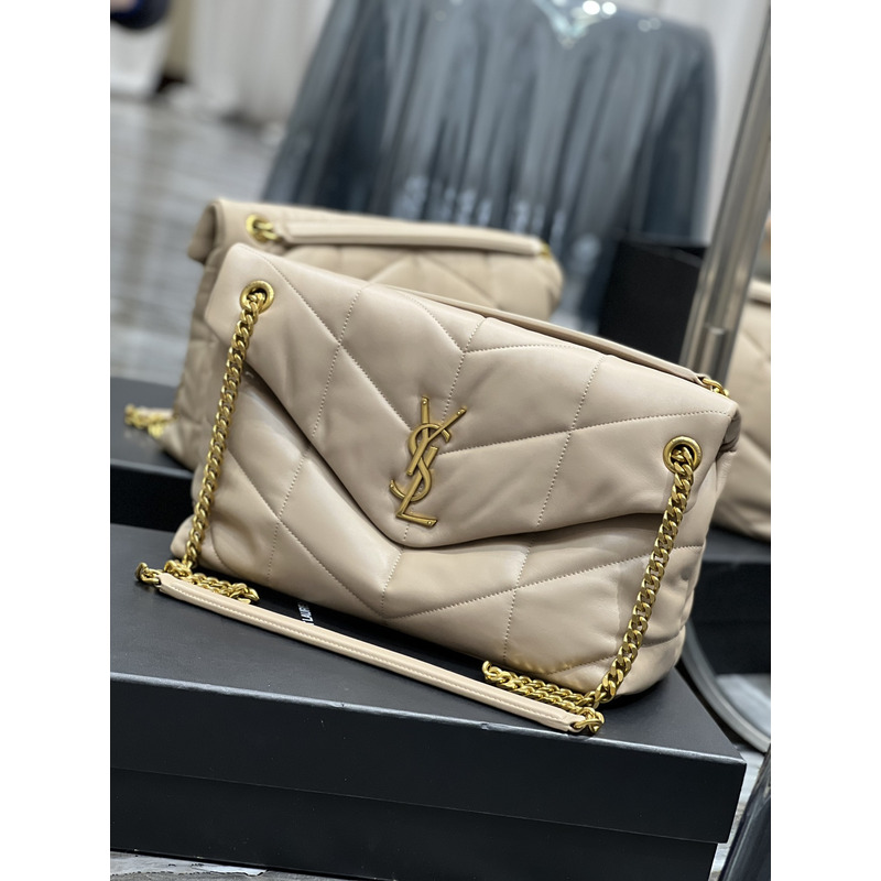 Saint Laurent Loulou Shoulder Bag Beige