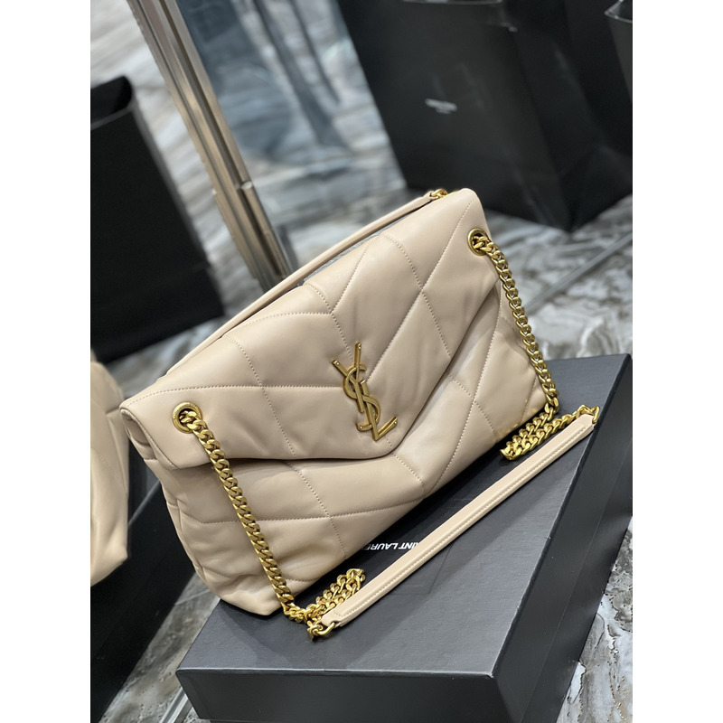 Saint Laurent Loulou Shoulder Bag Beige