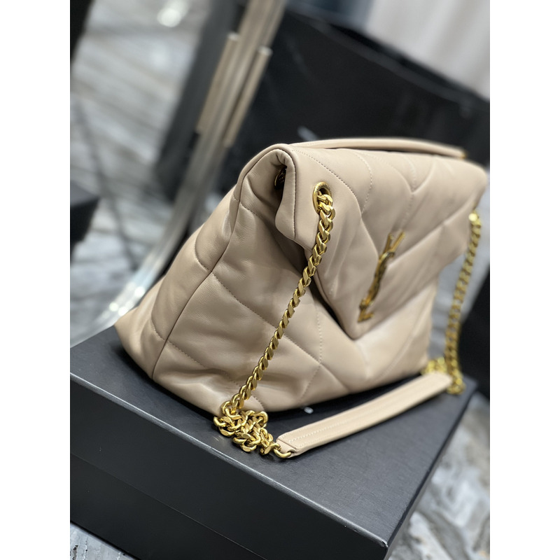 Saint Laurent Loulou Shoulder Bag Beige