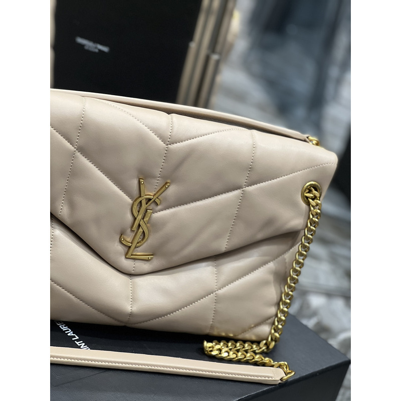 Saint Laurent Loulou Shoulder Bag Beige