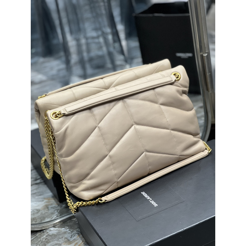 Saint Laurent Loulou Shoulder Bag Beige