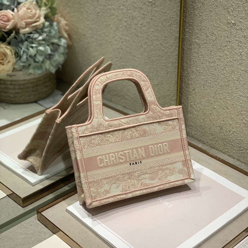 D*or book tote mini bag 24x17x7cm light pink cream