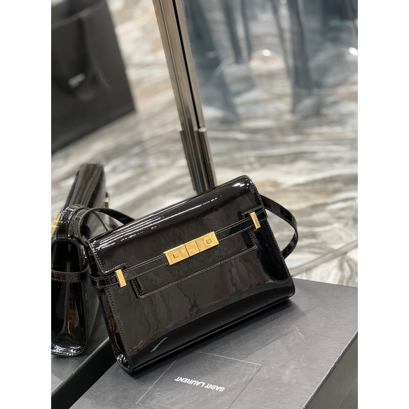 Saint Laurent Manhattan Calfskin Shoulder Bag Black