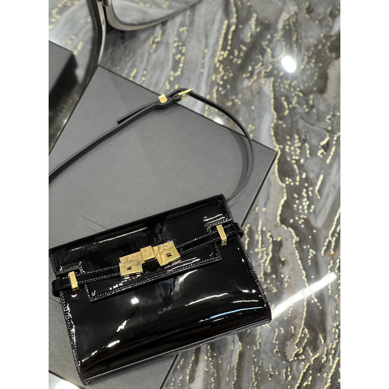 Saint Laurent Manhattan Calfskin Shoulder Bag Black