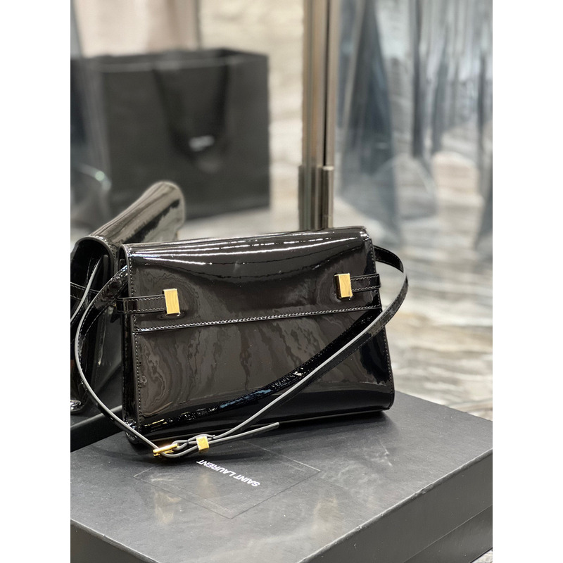 Saint Laurent Manhattan Calfskin Shoulder Bag Black