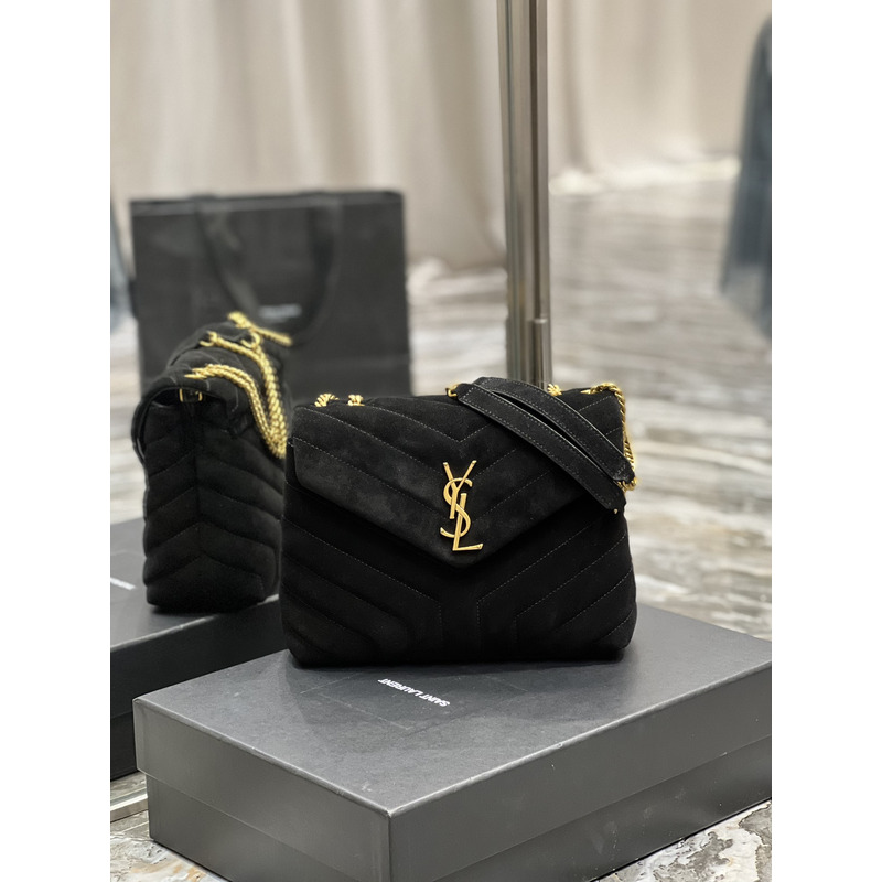 Saint Laurent Loulou Toy Suede Shoulder Bag  Black