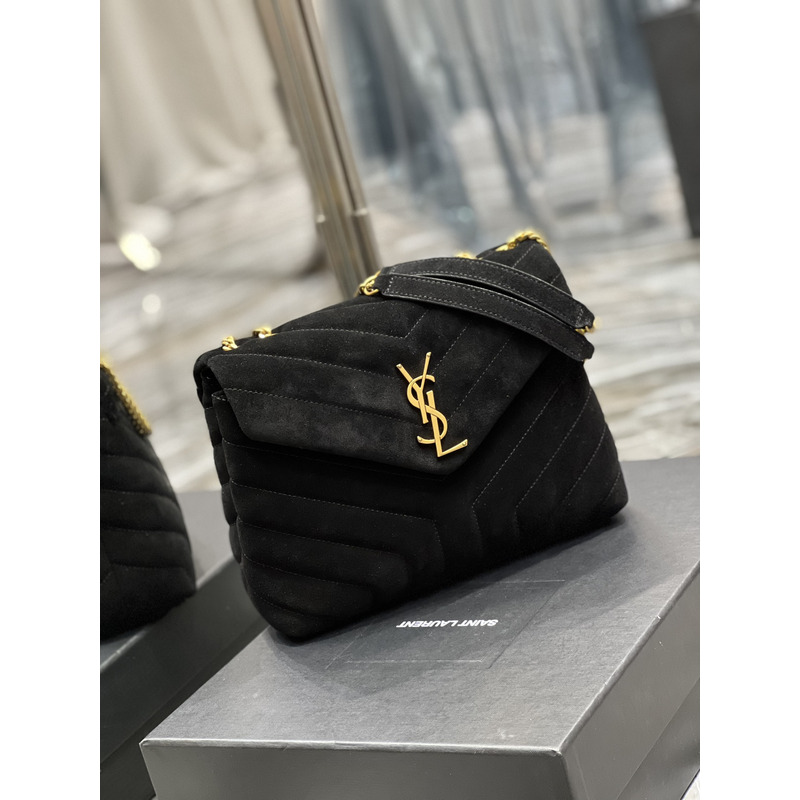 Saint Laurent Loulou Toy Suede Shoulder Bag  Black