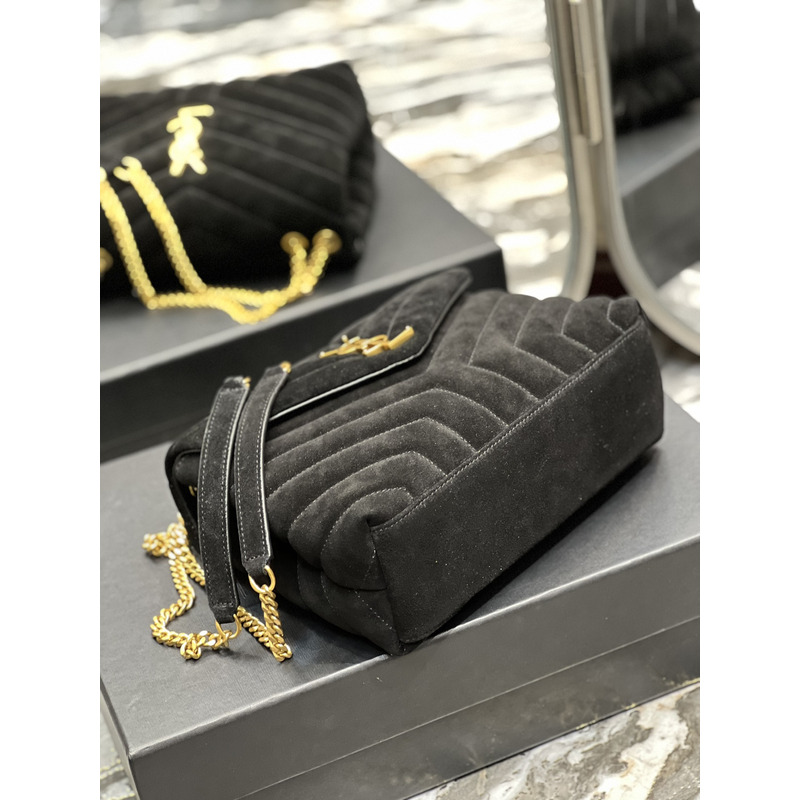 Saint Laurent Loulou Toy Suede Shoulder Bag  Black