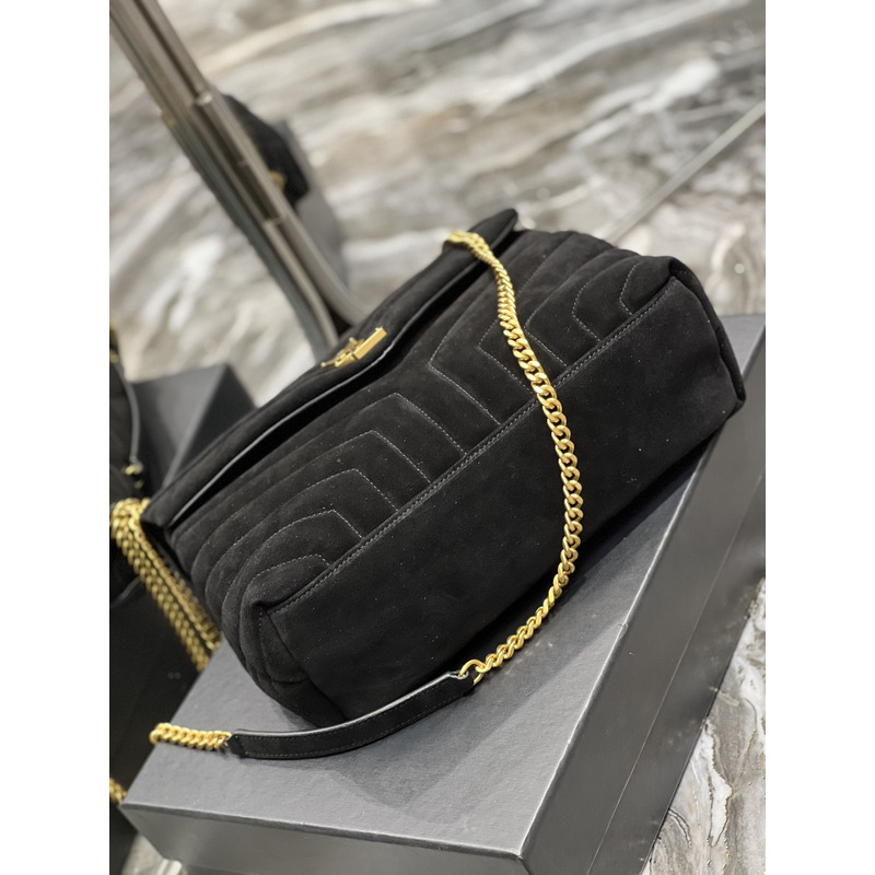 Saint Laurent Loulou Toy Suede Shoulder Bag Black