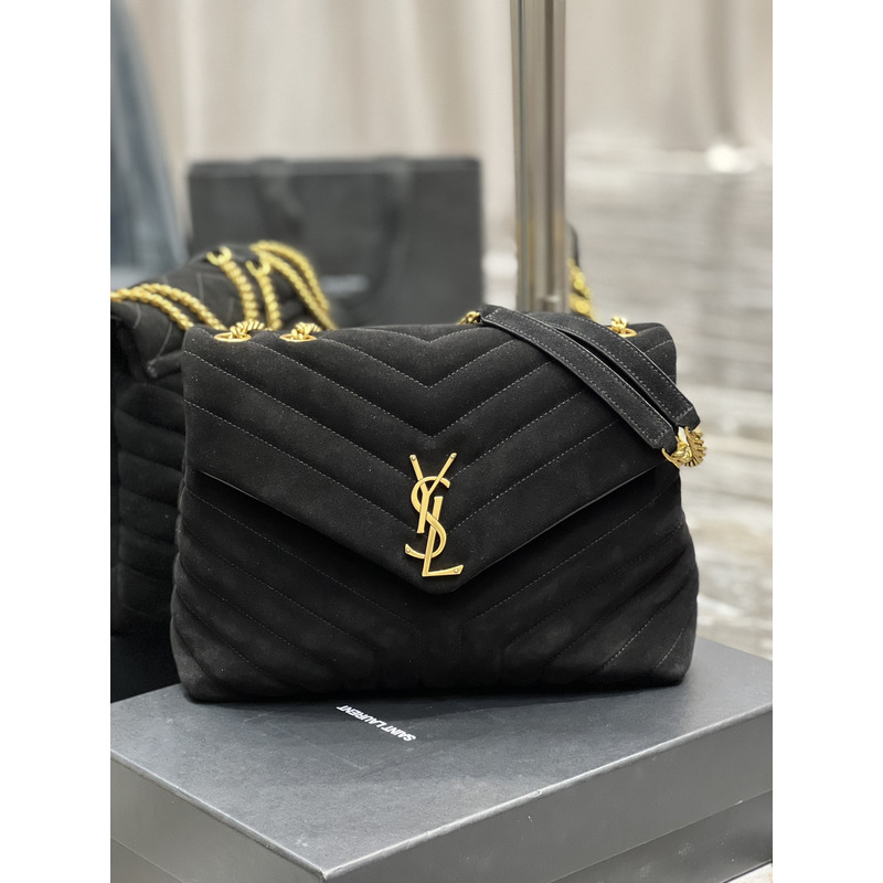 Saint Laurent Loulou Toy Suede Shoulder Bag Black