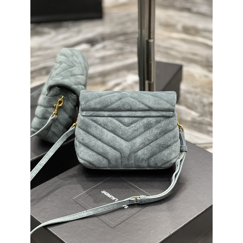 Saint Laurent Light Frosted Outer Handle Crossbody Bag 20×14×7cm Grey