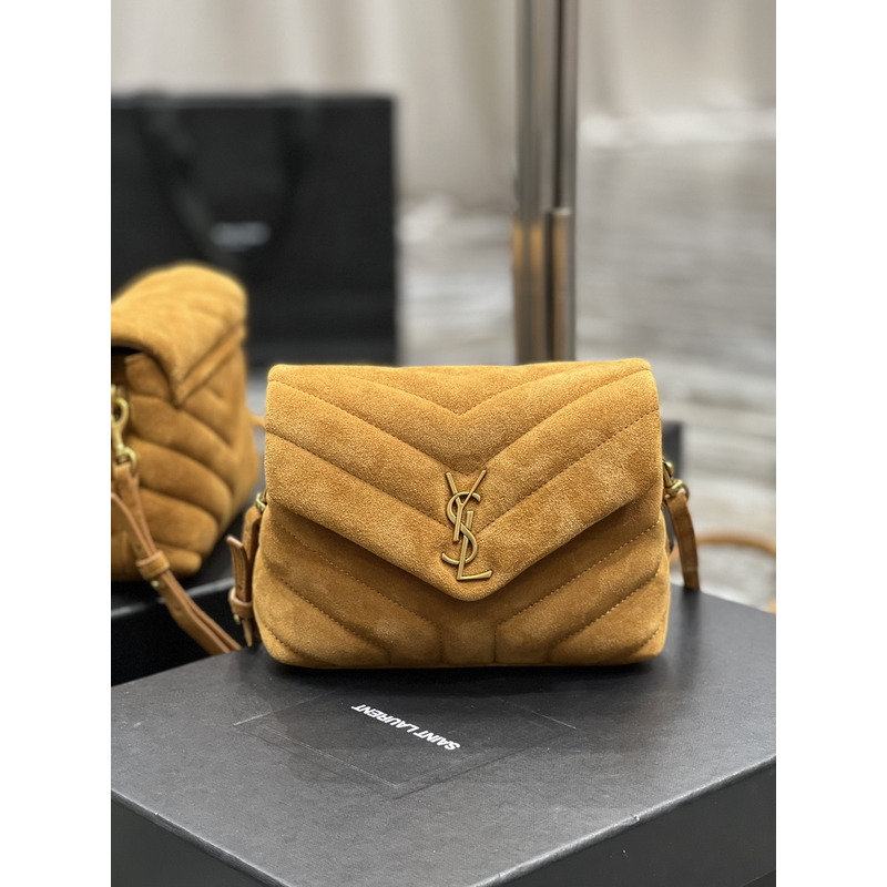 Saint Laurent Light Frosted Outer Handle Crossbody Bag 20×14×7cm Yellow