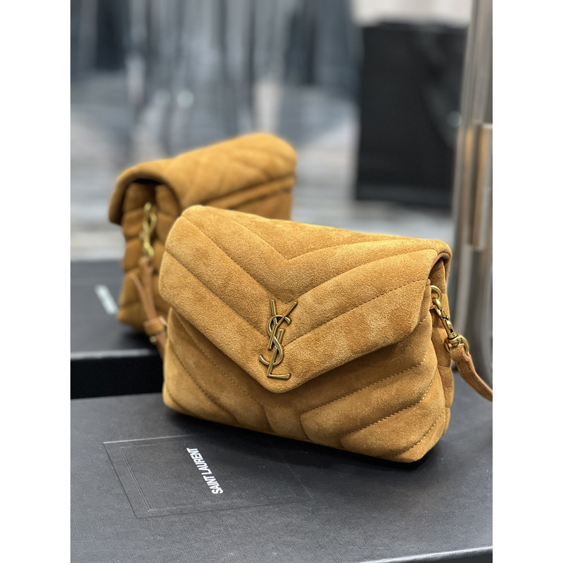 Saint Laurent Light Frosted Outer Handle Crossbody Bag 20×14×7cm Yellow