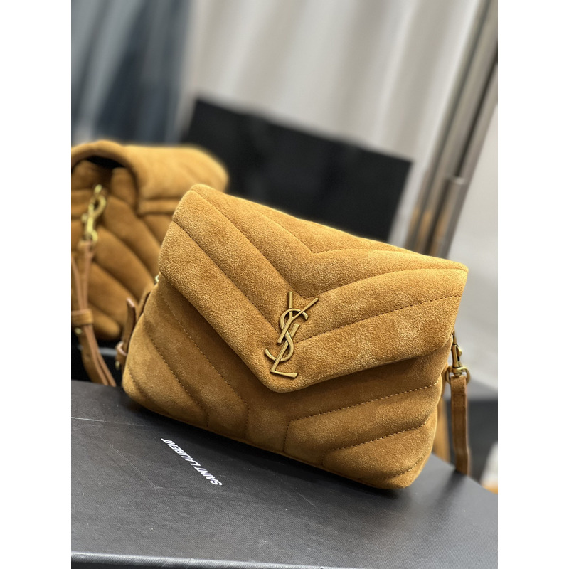 Saint Laurent Light Frosted Outer Handle Crossbody Bag 20×14×7cm Yellow