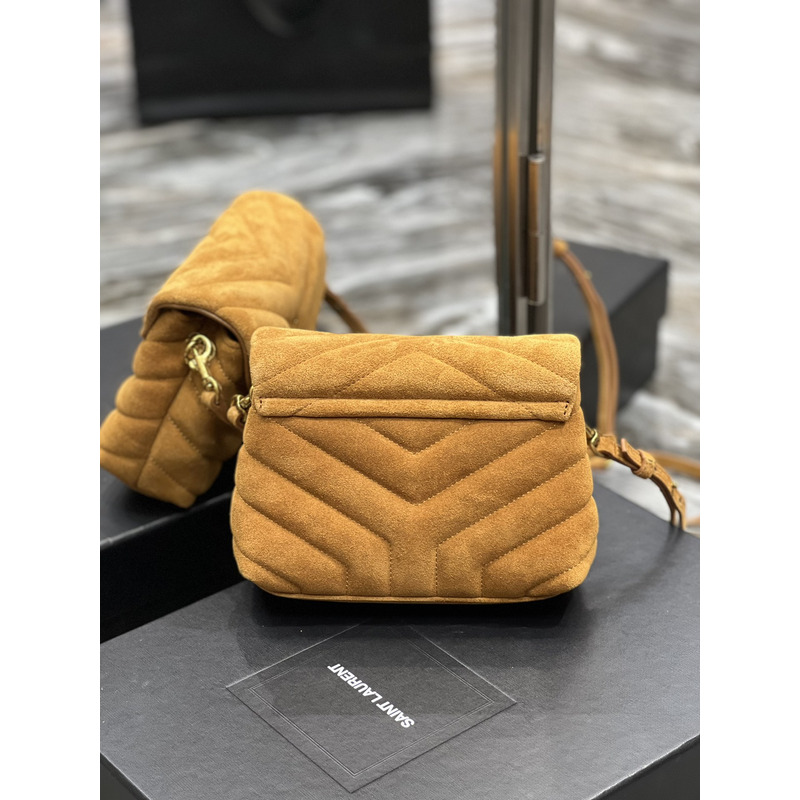 Saint Laurent Light Frosted Outer Handle Crossbody Bag 20×14×7cm Yellow