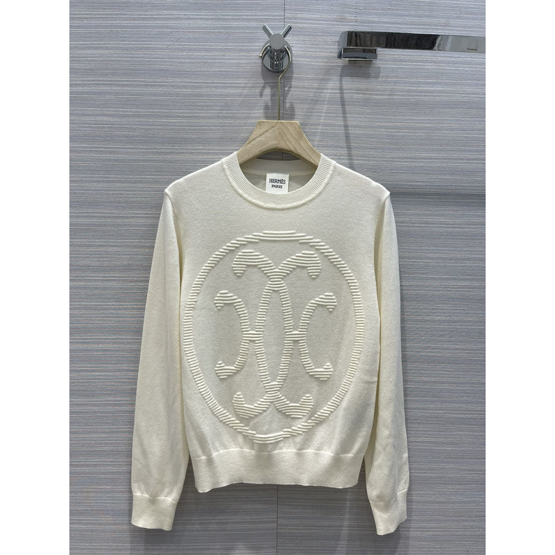 H**mes h lift long-sleeve jumper white