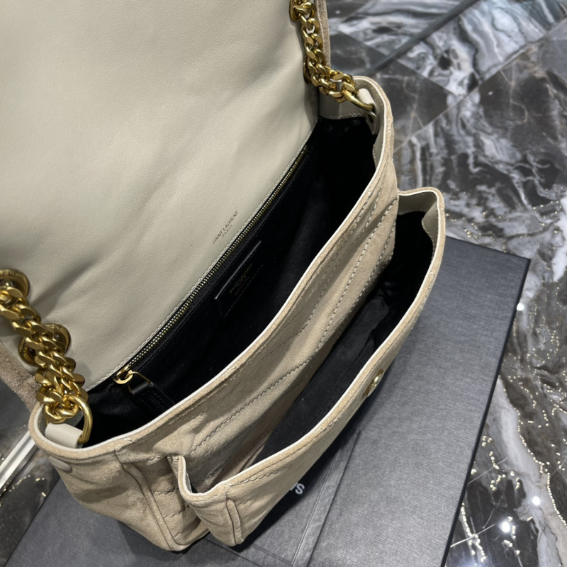 Saint Laurent Niki Nubuck Cowhide Messenger Bag Beige