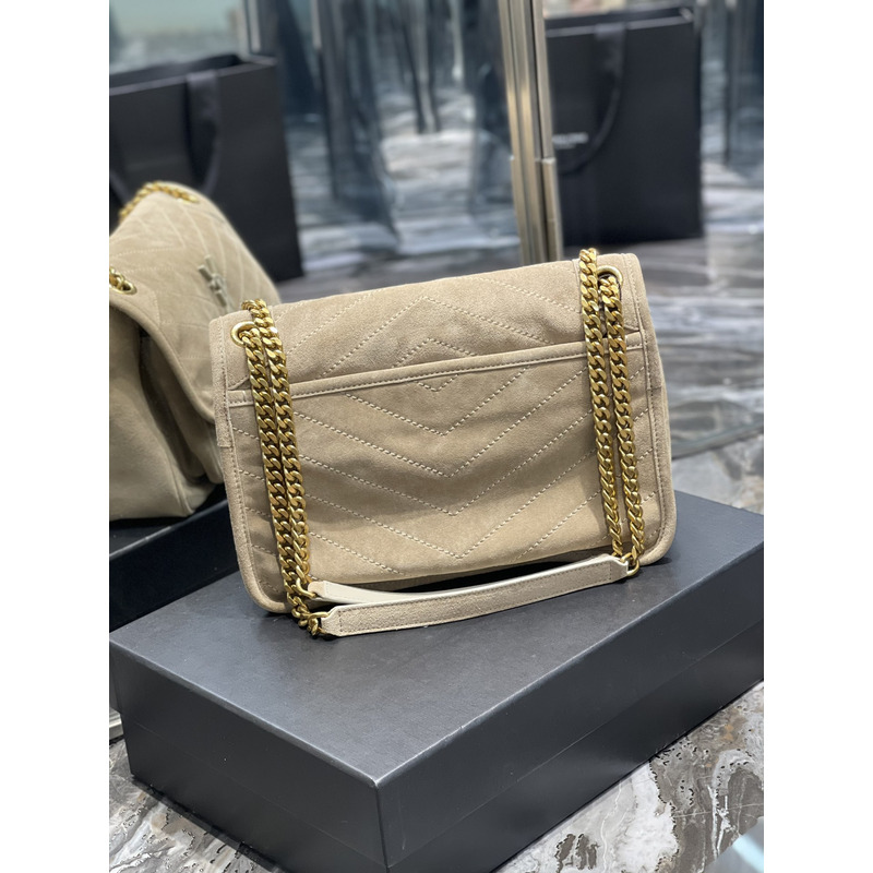 Saint Laurent Niki Nubuck Cowhide Messenger Bag Beige