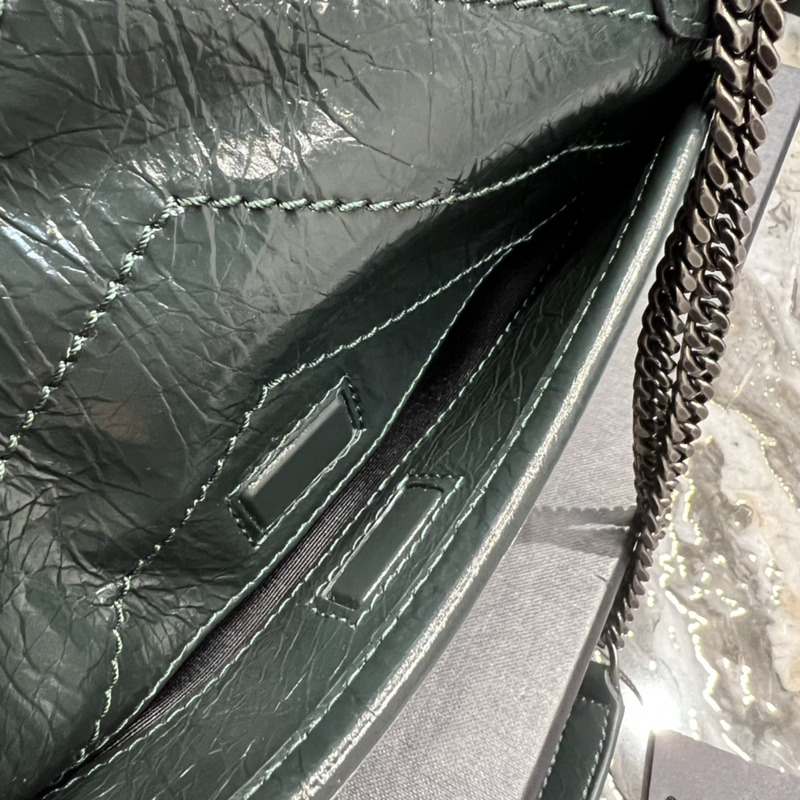 Saint Laurent S Niki Nubuck Cowhide Messenger Bag Dark Green