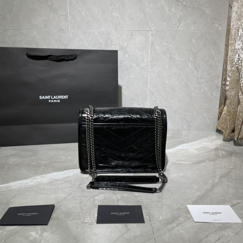 Saint Laurent Niki Shiny Cowhide Messenger Bag Black