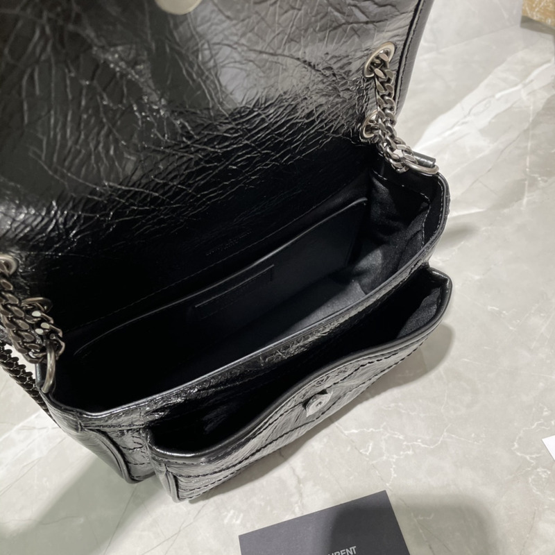 Saint Laurent Niki Shiny Cowhide Messenger Bag Black