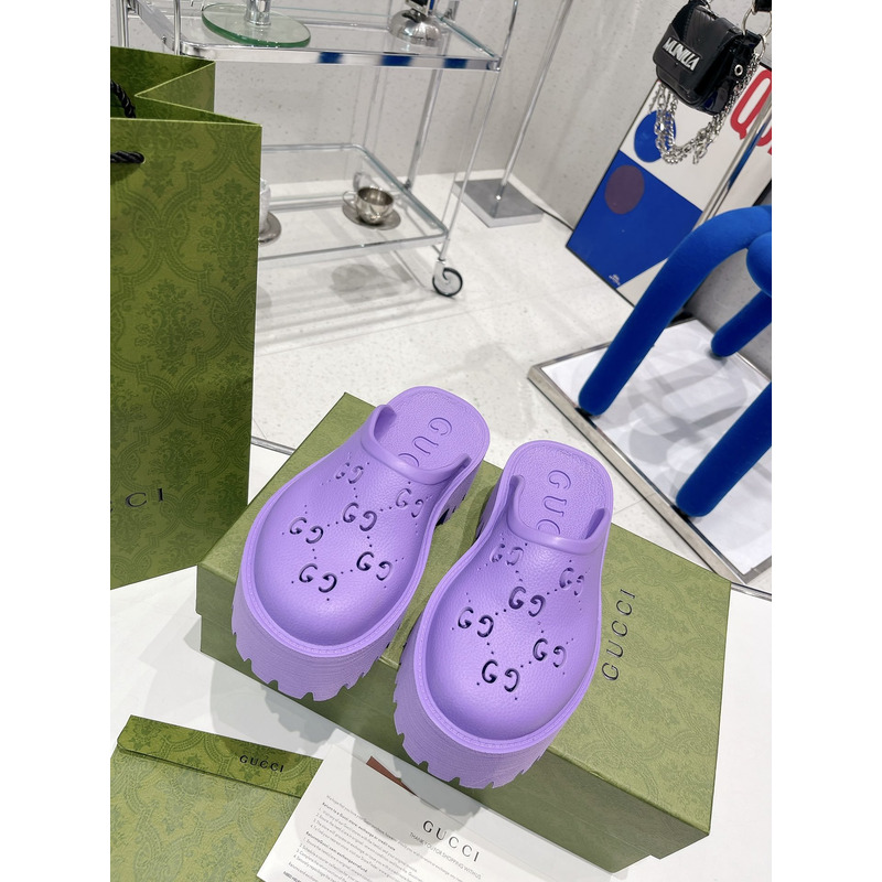 G*u*i gg flat rubber slippers purple