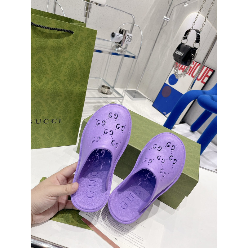 G*u*i gg flat rubber slippers purple