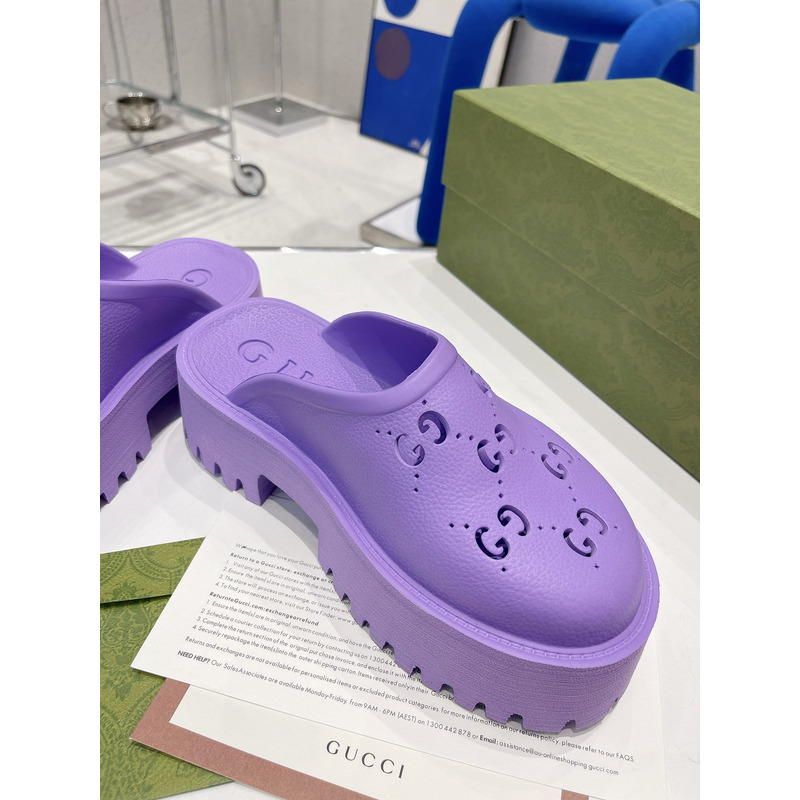 G*u*i gg flat rubber slippers purple