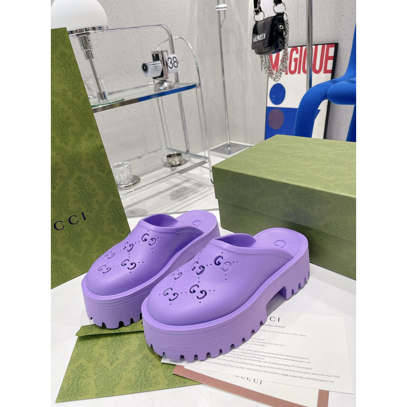 G*u*i gg flat rubber slippers purple