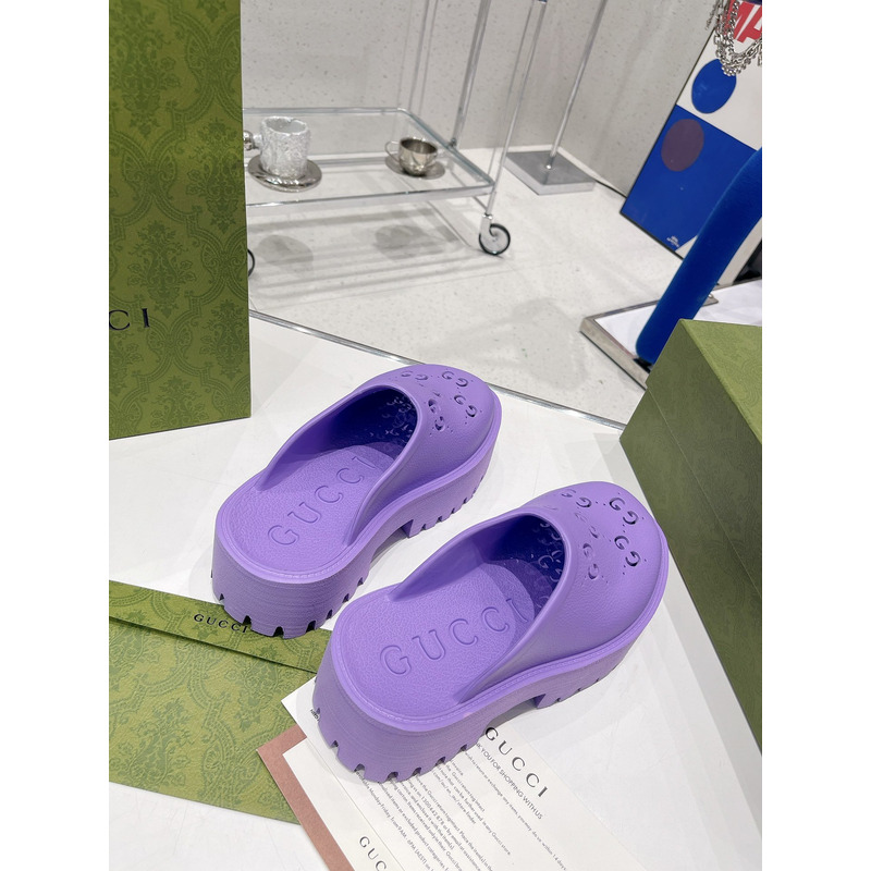 G*u*i gg flat rubber slippers purple