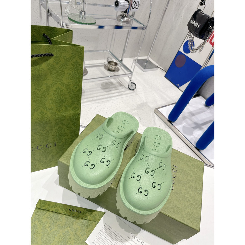 G*u*i gg flat rubber slippers green