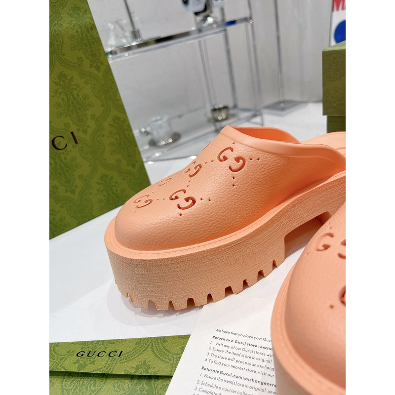 G*u*i gg flat rubber slippers light pink