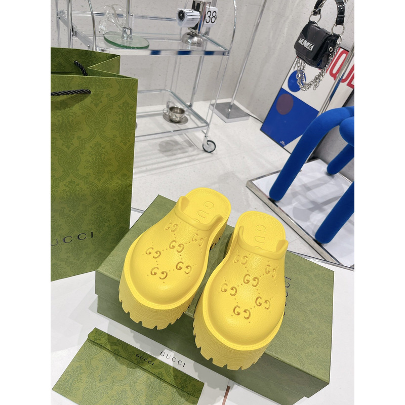 G*u*i gg flat rubber slippers yellow