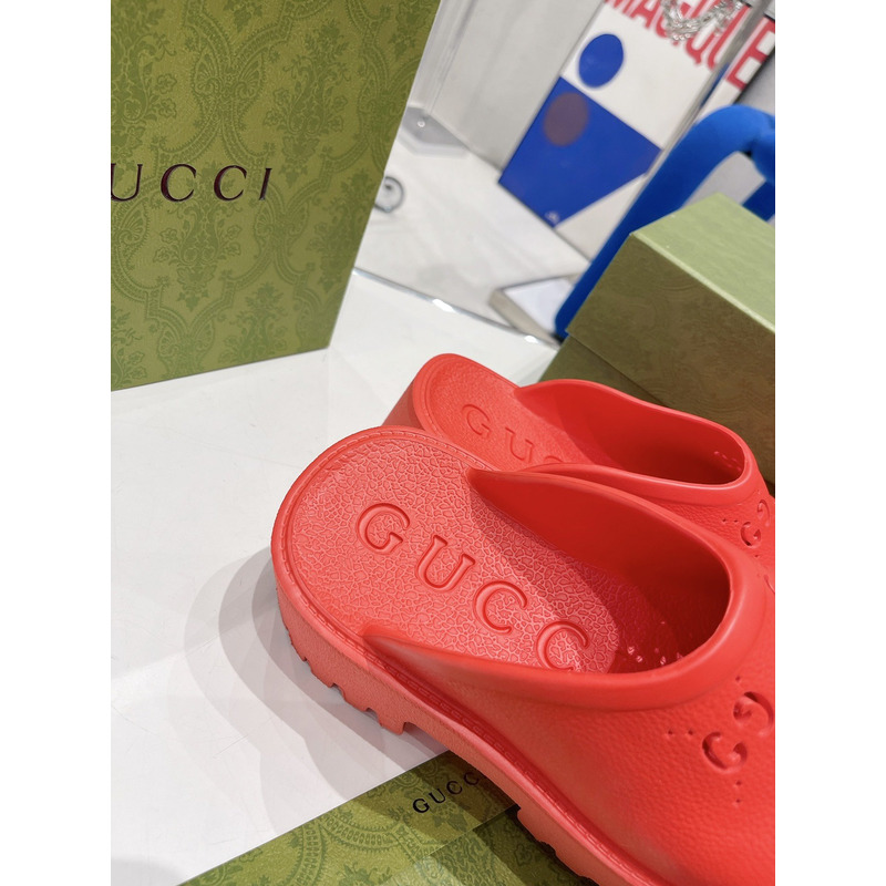 G*u*i gg flat rubber slippers red