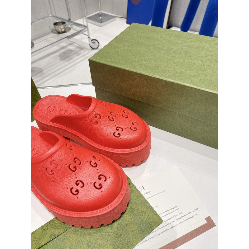 G*u*i gg flat rubber slippers red