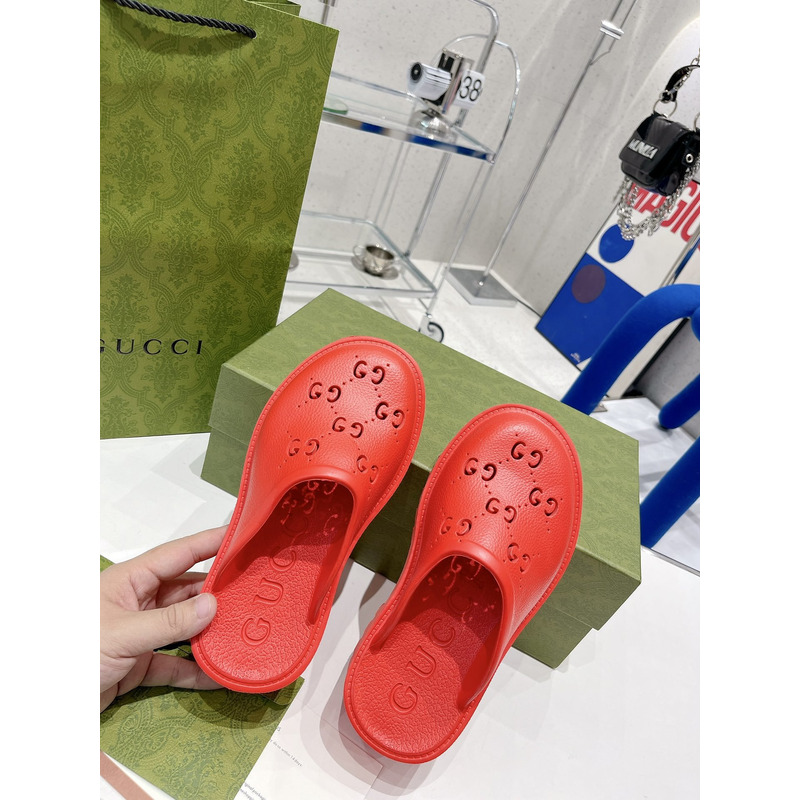 G*u*i gg flat rubber slippers red