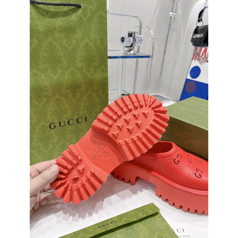 G*u*i gg flat rubber slippers red