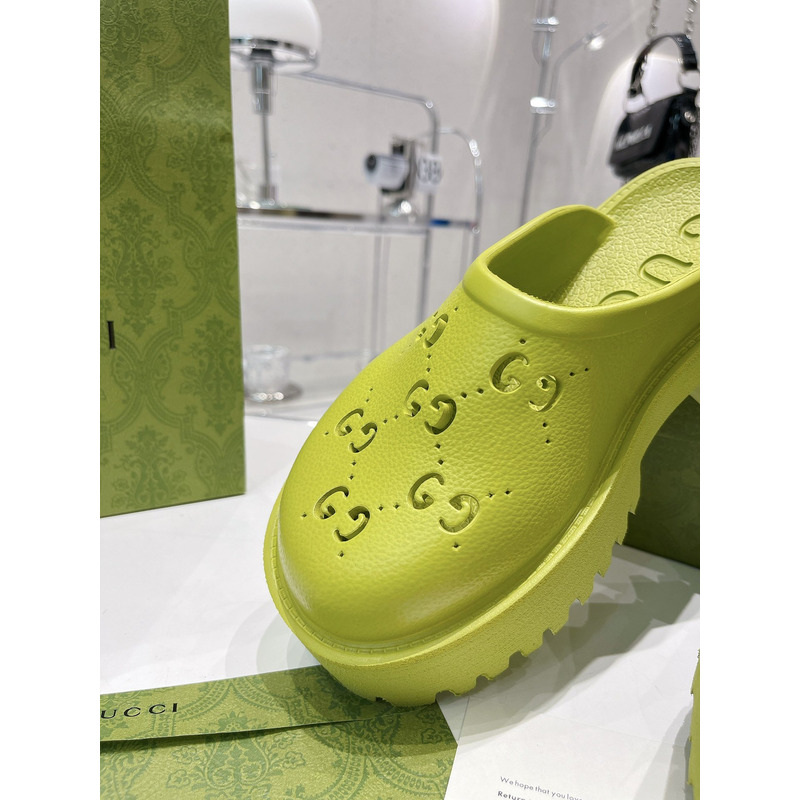 G*u*i gg flat rubber slippers fluorescent green