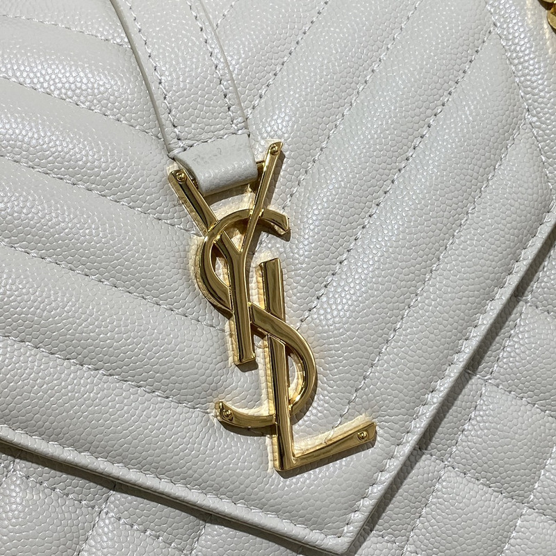 Saint Laurent Envelope Medium Quilted Leather Shoulder Bag Beige 24×17.5×6cm