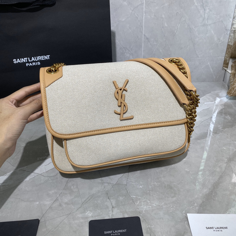 Saint Laurent Niki Linen Canvas Bag White