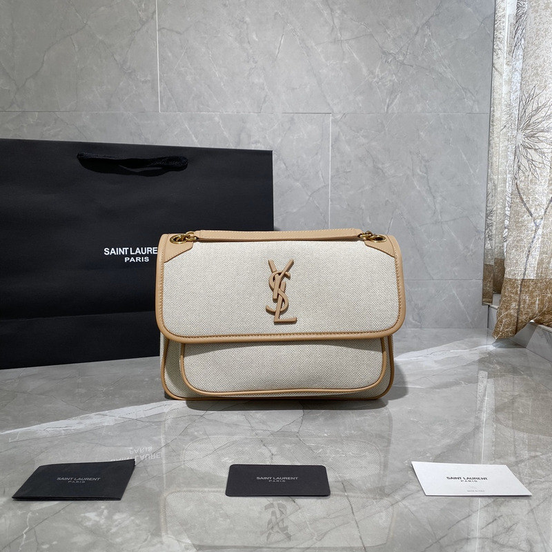 Saint Laurent Niki Linen Canvas Bag White