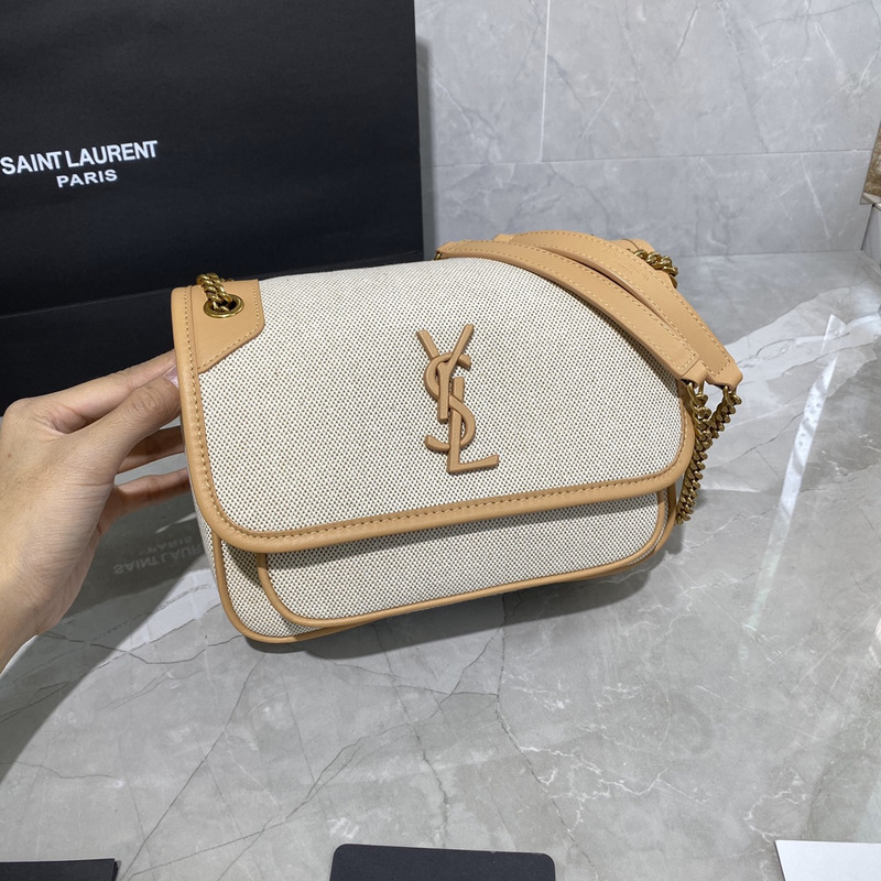 Saint Laurent Niki Linen Canvas Bag Beige